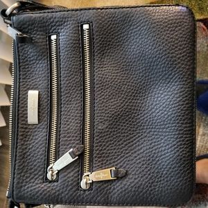 Black Leather Crossbody  Purse
